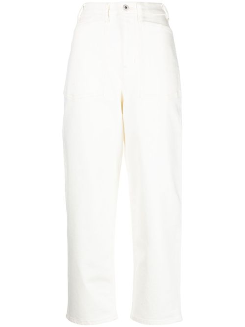 High-rise straight-leg jeans - White