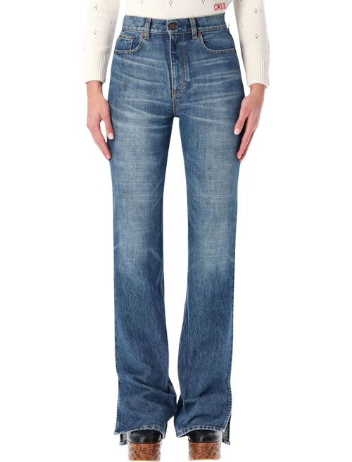 Chloé High-Rise Straight-Leg Jeans with Slit Hem - Size 26
