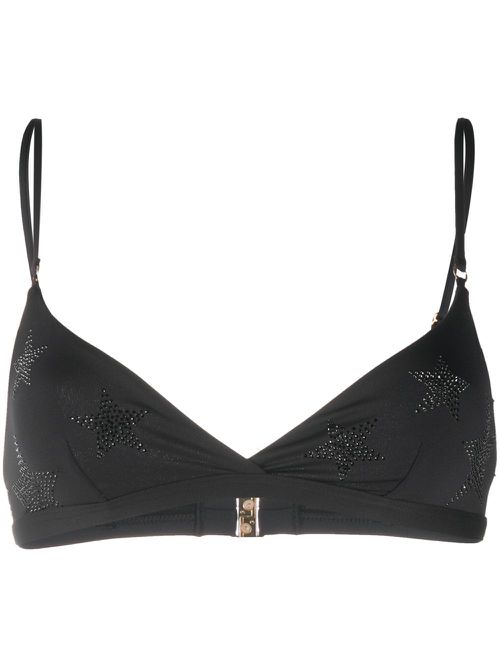 Crystal-star triangle bikini top - Black