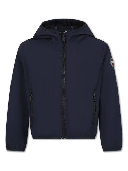 Logo-appliqué hooded jacket - Blue