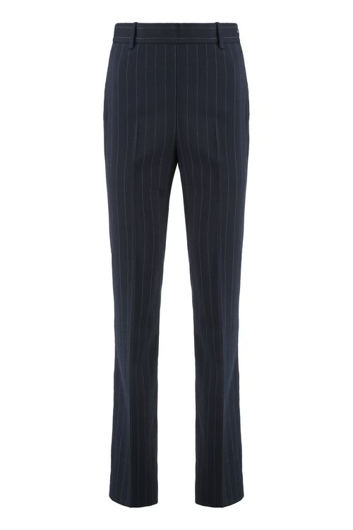 Chalk-Striped Wool-Blend Straight-Leg Trousers