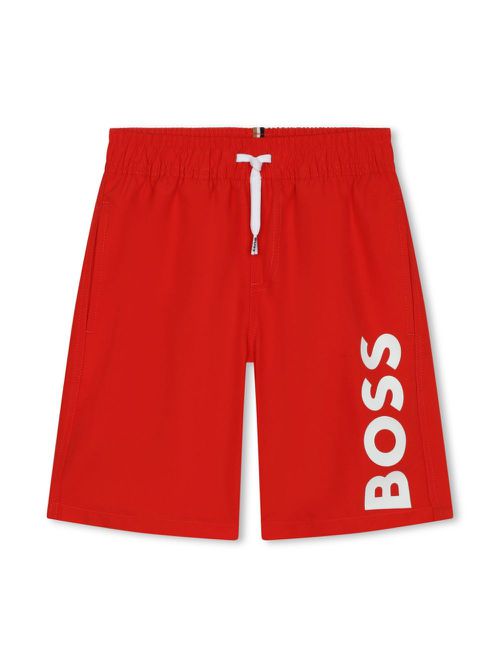 Logo-print drawstring swim shorts - Red