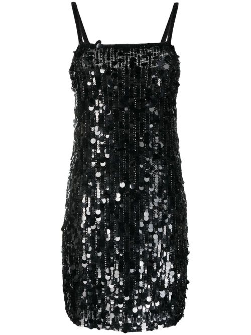 Sequined sleeveless minidress - Black