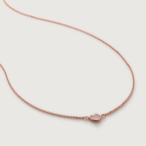 Rose Gold Siren Mini Nugget Necklace Adjustable 46cm/18' Rose Quartz
