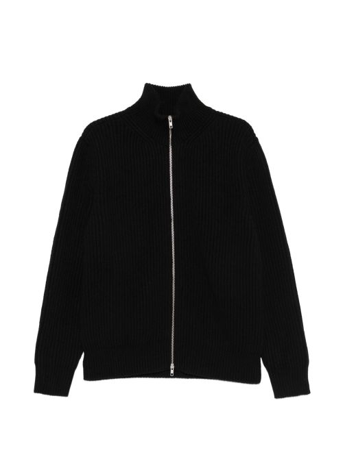 Ribbed Wool Cardigan — Black