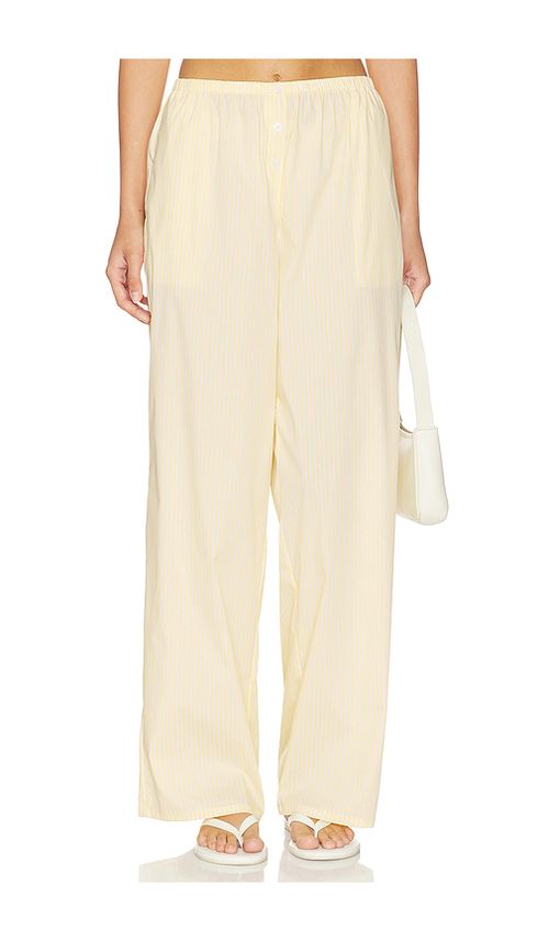 Good American Poplin Pull On Pants in Butterbeam Stripe. XS also in S, M