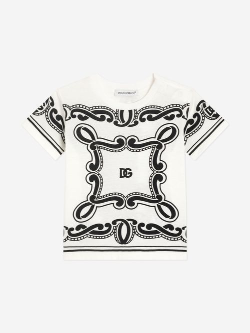 Dolce & Gabbana Baby Boys Bandana Print T-Shirt in White 12 - 18 Mths