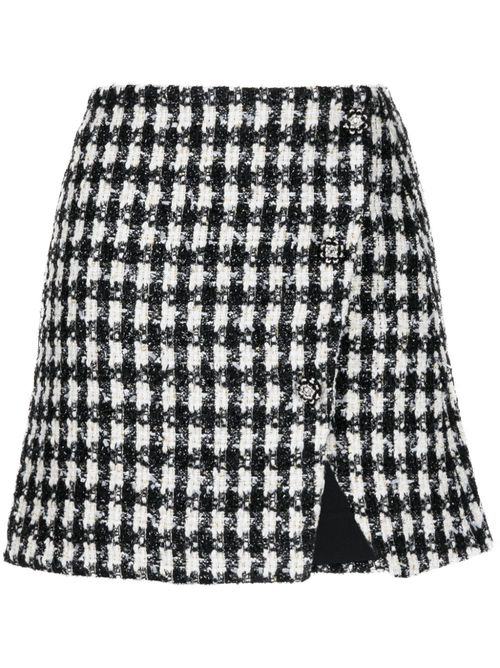 Houndstooth bouclé skirt - Black