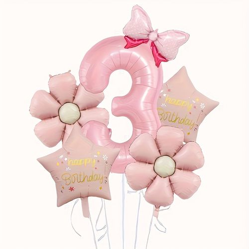 TEMU 6pcs Number Balloons Set For Birthday Party, Aluminum Foil Balloons, Birthday Party Balloons, Anniversary, Multifunctional Party Decorations, No