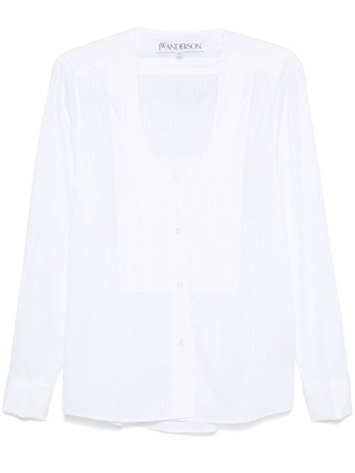 Pintuck bib shirt - White