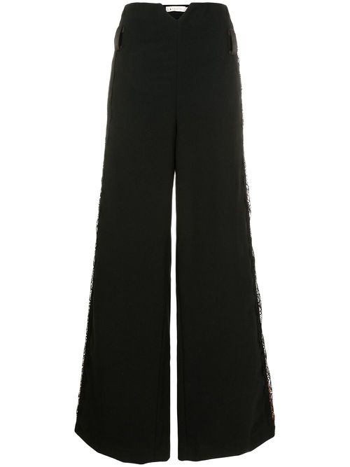 Kelly lace-panel palazzo trousers - Black