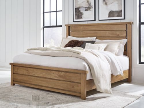 Kristiland Queen Panel Bed, Light Brown