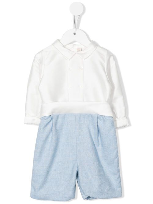 Two-tone cotton romper - White