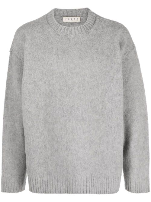 Ribbed-trim virgin wool jumper - Grey