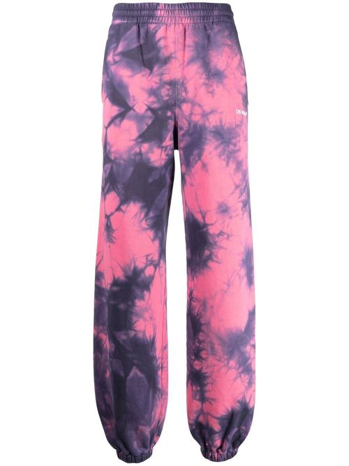 Diag-Stripe tie-dye track pants - Fucsia white