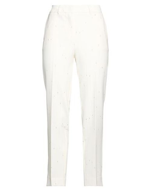 Woman Pants White Size 10 Polyester, Virgin Wool, Elastane