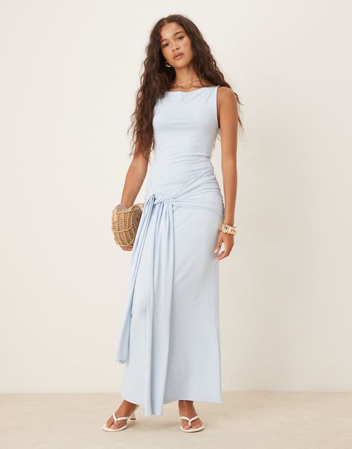 green emerald velvet dress 3D FLOWERS HALTER TIE BACK BANDAGE MAXI DRESS – Dress Code Chic Official main image 0