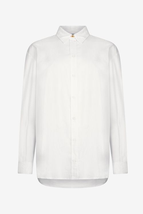 White Shirt With Gold Button