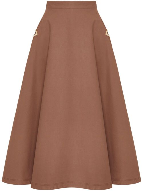 VGold canvas midi skirt - Brown
