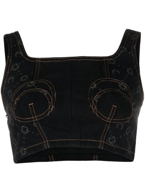 Regenerated denim bustier top - Black