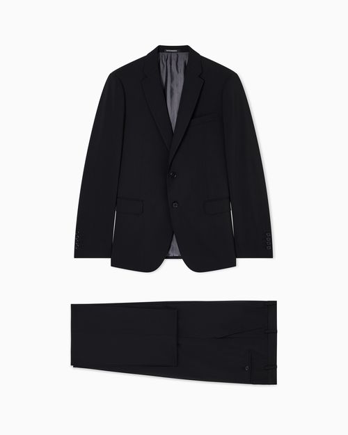 Single-breasted light wool suit with micro design