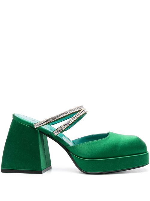 Nodaleto Bulla Smith 100mm platform mules - Green