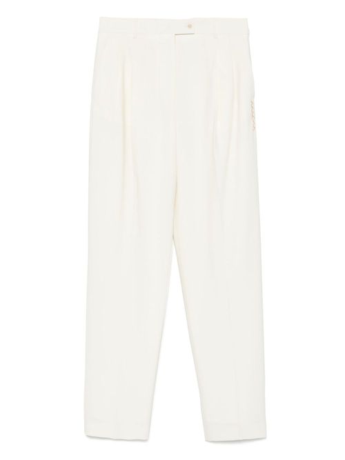 Logo-embroidered trousers - Neutrals