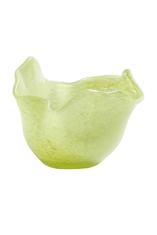 The Favorites Wavy Bowl Glass Tealight Holder in Green - Green. a