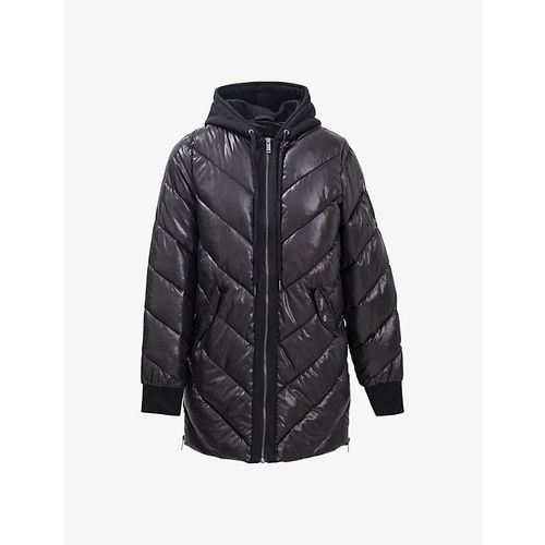 Womens Black Hooded Padded Shell Coat