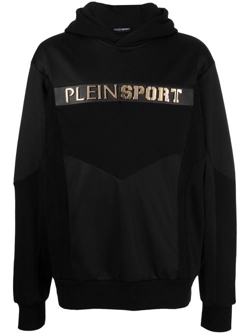 Embossed-logo hoodie - Black