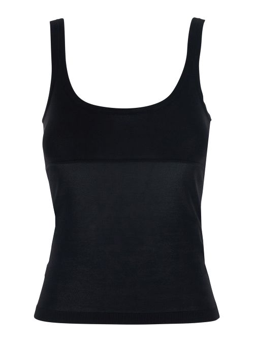 Viscose Round-Neck Tank Top — Black