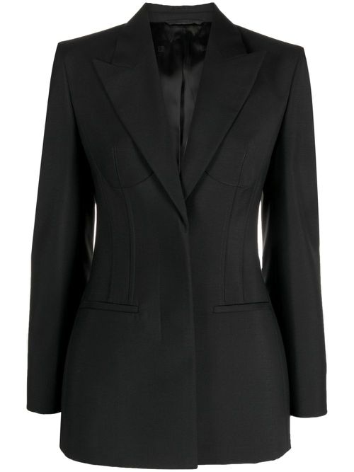Concealed single-breasted blazer - Black