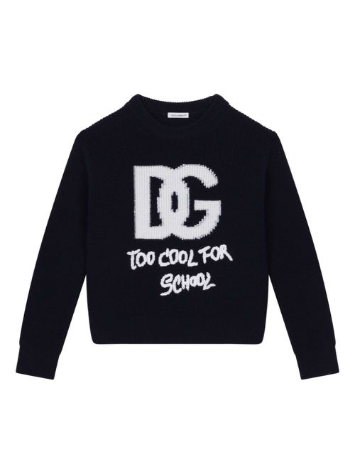 Logo-jacquard virgin-wool jumper - Black