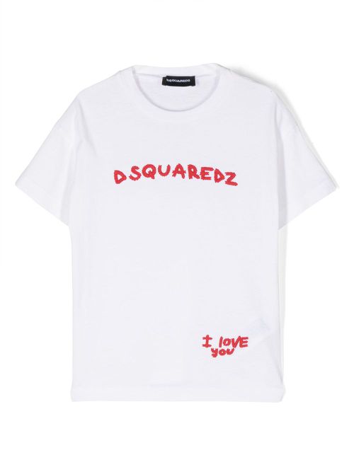 Embroidered-logo cotton T-shirt - White