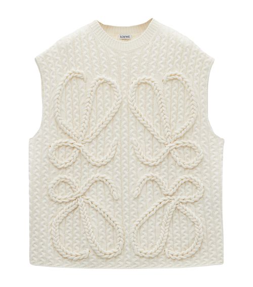 Wool Cable-Knit Anagram Sweater Vest