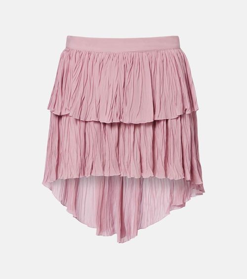 Plissé tiered georgette miniskirt