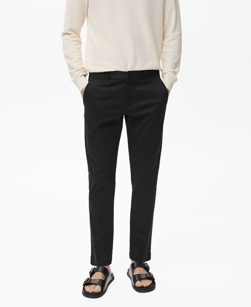 Men's Prato Cropped Tapered Chino Pants - Black