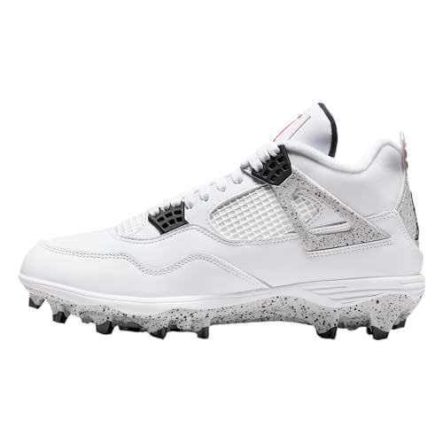 Jordan 4 Retro TD Football Cleats (White/Black/Tech Grey/Fire Red)