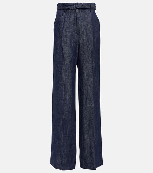 Gabriela Hearst Belted high-rise wide-leg linen pants