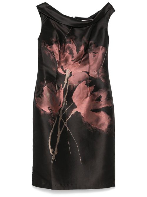 Floral-jacquard midi dress - Black