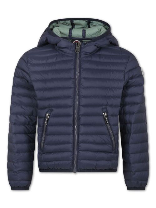 Logo-appliqué padded jacket - Blue