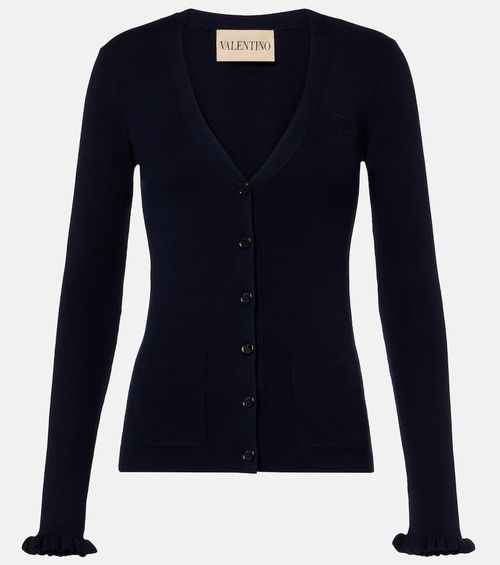 Ruffled virgin wool cardigan