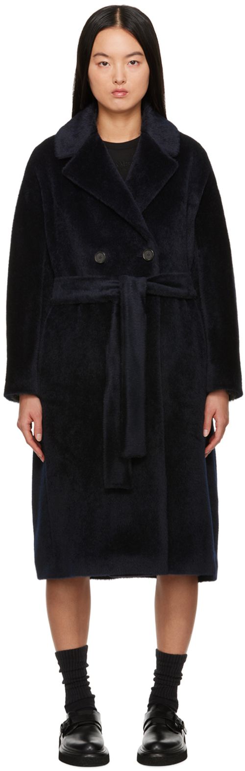 S Max Mara Navy Zaire Coat