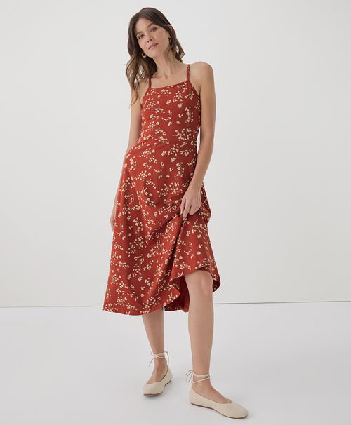Women's Scattered Sprigs Tandoori Fit & Flare Midi Dress H