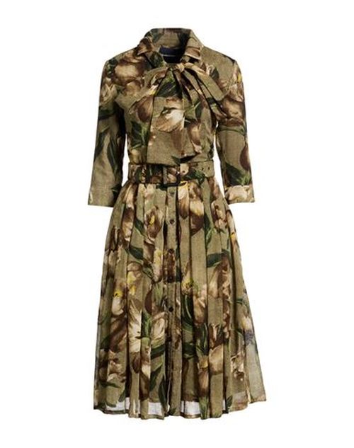 Woman Midi dress Military green Size 10 Wool