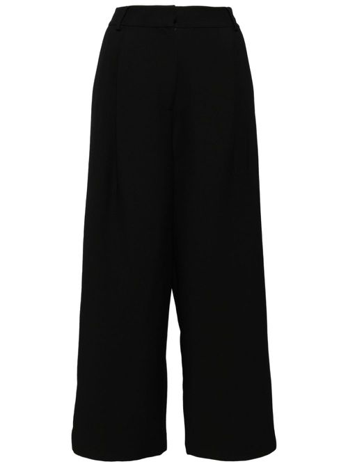Straight-leg wool-silk blend trousers - Black