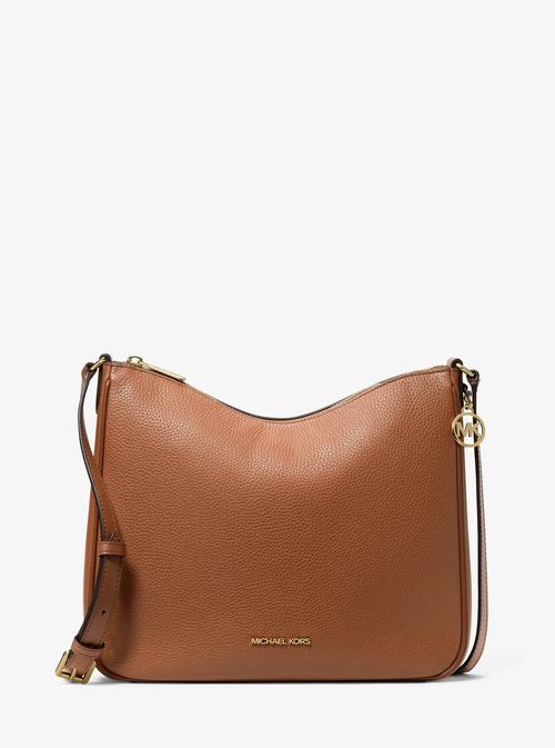 Nayla Medium Pebbled Leather Messenger Bag in Brown - One Size