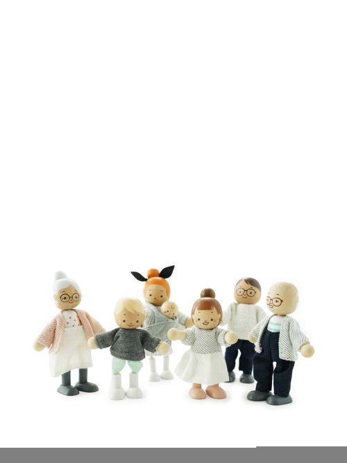 Wooden Dolls House Family toys - White