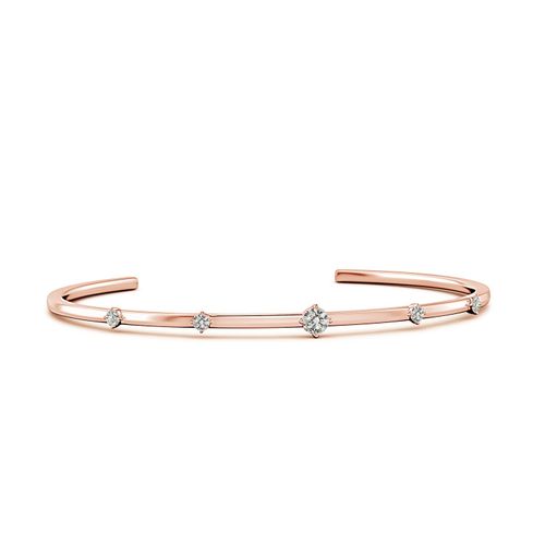 Angara 0.51 CTW Five-Stone Round Diamond Station Cuff Bracelet in 18K Rose Gold