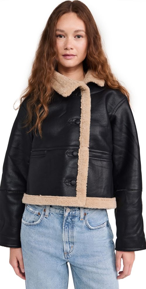 Black Faux Shearling Jacket Black